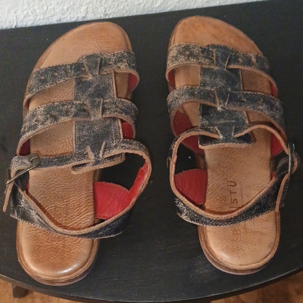 Brown and Black Leather Sandals